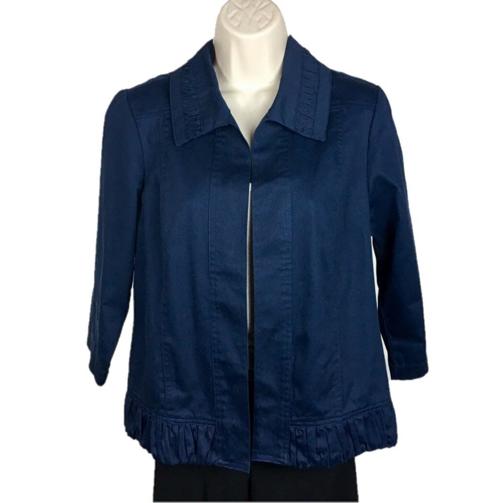 Christopher & Banks Blue Open Front Jacket Size S